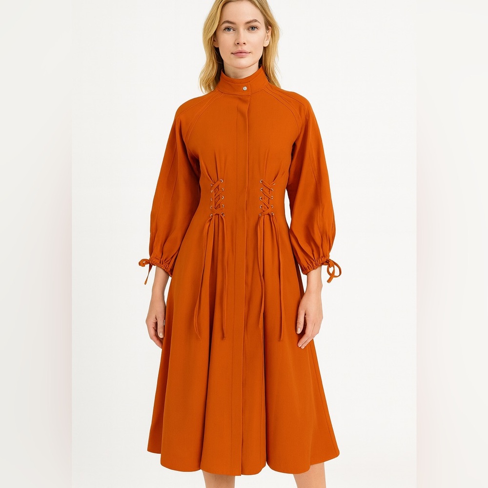 Rust Tie Accent Dress The Raetruda - Picture 4 of 12